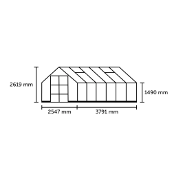 HALLS szklarnia ogrodowa ICON 8 (9,7 m2; 2,55 x 3,79 m) czarna, szkło hartowane + baza